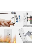 4 Pack Electrical Receptable Wall Plate with LED Night Lights for Duplex Wall