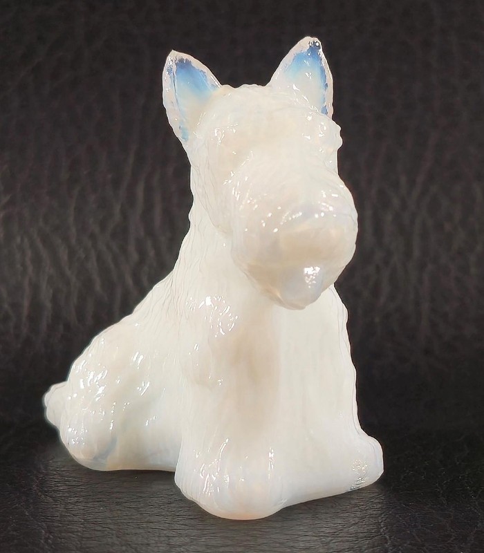 Boyd's Crystal Art Glass DUKE the SCOTTIE DOG #22 SUGAR 5-27-05 SIGNED White NOS