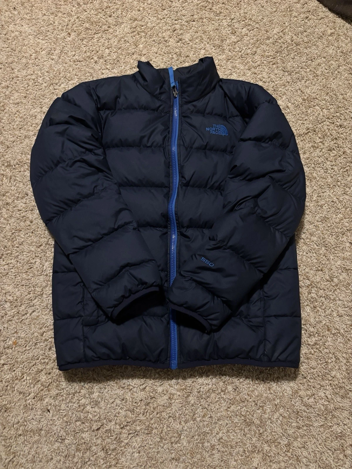 The North Face Youth Puffer Jacket Coat Kids Size Large Navy Blue Full Zip