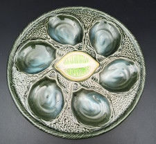 French St Clement Oyster Plate Majolica Green Shell Design 25cm