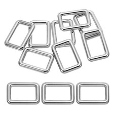 8 Pcs 1" / 25mm Flat Metal Rectangle Rings Buckle Square Loop, Silver