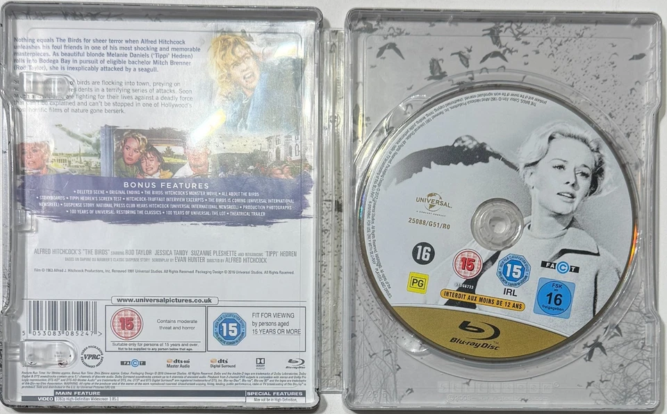 Alfred Hitchcock The Birds Blu-ray Steelbook with Slipcase (Region Free, Zavvi) — 第 3/3 张图片