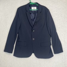Zara Tailored Fit Extra Fine Wool Blazer Boys Size 10 Blue 2 Button Read