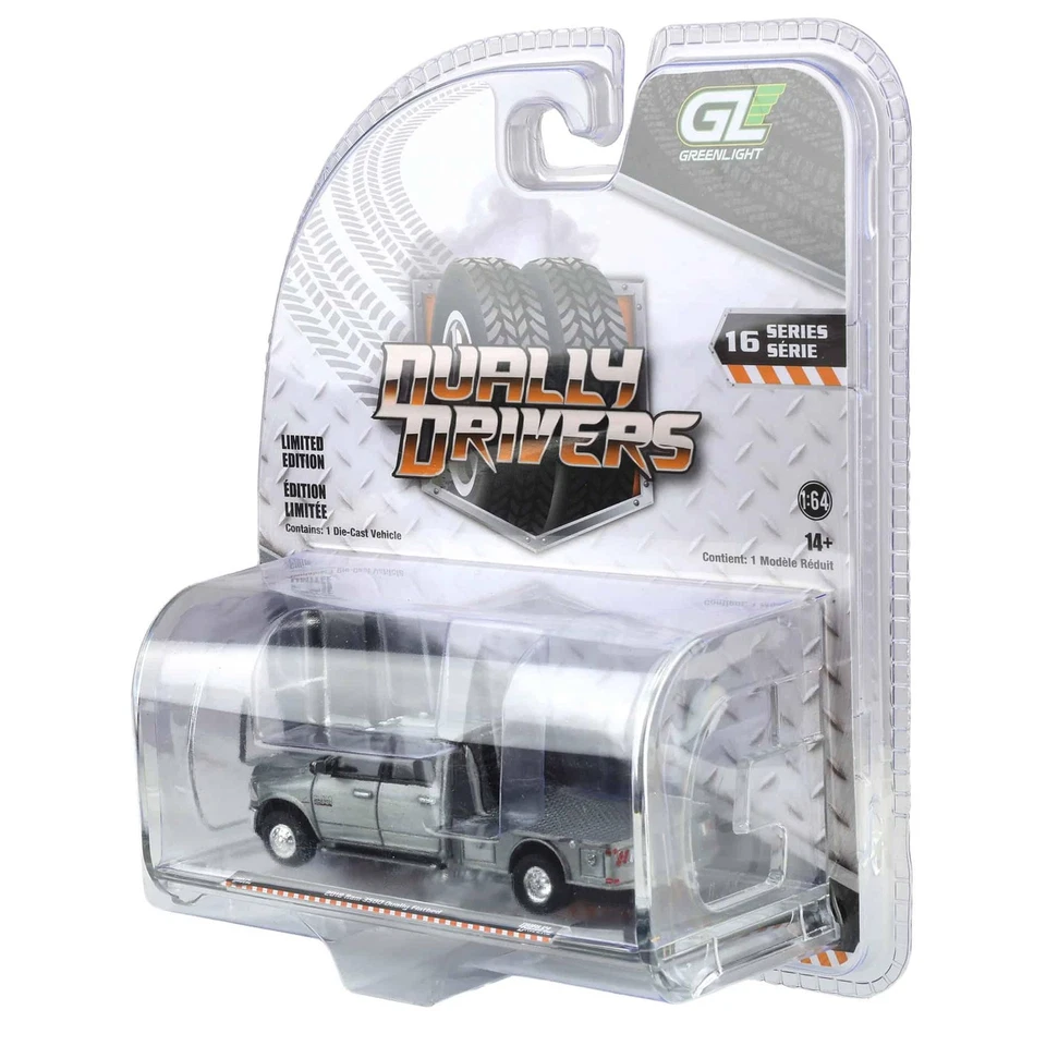 Raw Chase 1/64 2018 Ram 3500 Dually Flatbed Truck, Dually Drivers #16 46160-C - Immagine 3 di 3