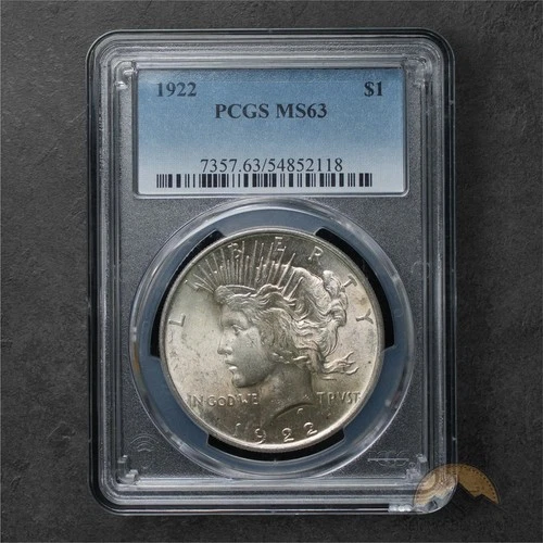 1922 Silver Peace Dollar $1 - PCGS MS63 - Philadelphia