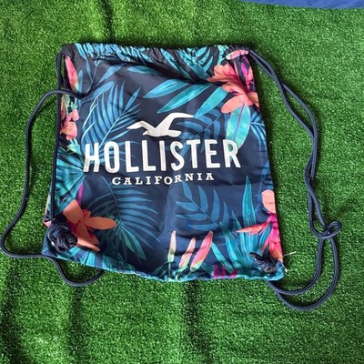 Hollister Floral Bird of Paradise Tropical Sack Pack Backpack String Bag OS