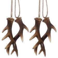 2 Pairs of Deer Antler Christmas Tree Ornaments Deer Antlers Rearview Mirror ...