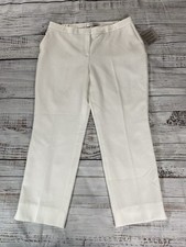 Kasper Dress Pants Women  s 12 Lily White Textured Lined Straight Leg New