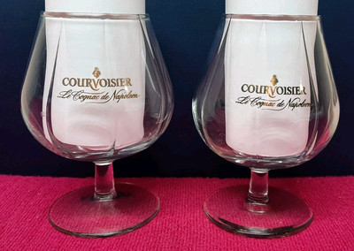 Courvoisier Cognac Gold Lettered Sniffer Glasses Le Cognac De Napoleon  LN