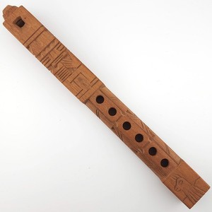 Vintage Wooden Tarka Block Flute Hand Carved Native Totem Pole Tribal Folk Art