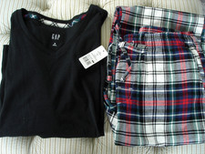 NEW WITH TAG GAP Women's Flannel Pajama Sleep Set Size M True Black Plaid