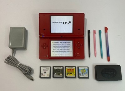 Nintendo DSi Red Console Bundle with 4 Kids Games, Charger & Styluses