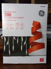 GE Icicle Style Lights String-A-Long 300 ct 13 FT. Clear white wire wedding NEW