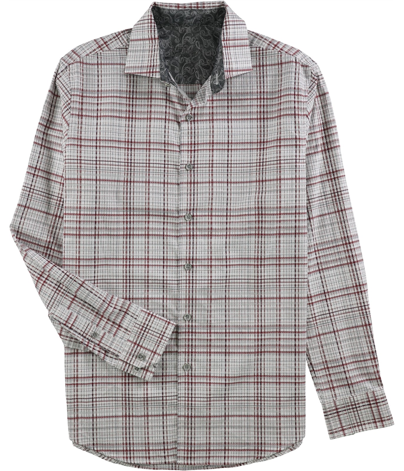 Tasso Elba Mens Prenton Plaid Polo Shirt, Red, Small