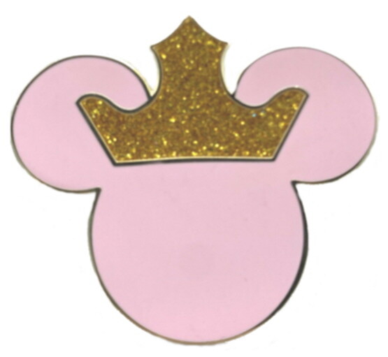 DISNEY PINS MINNIE MOUSE PIN HEAD PINK GLITTER CROWN COLLECTOR PIN UP