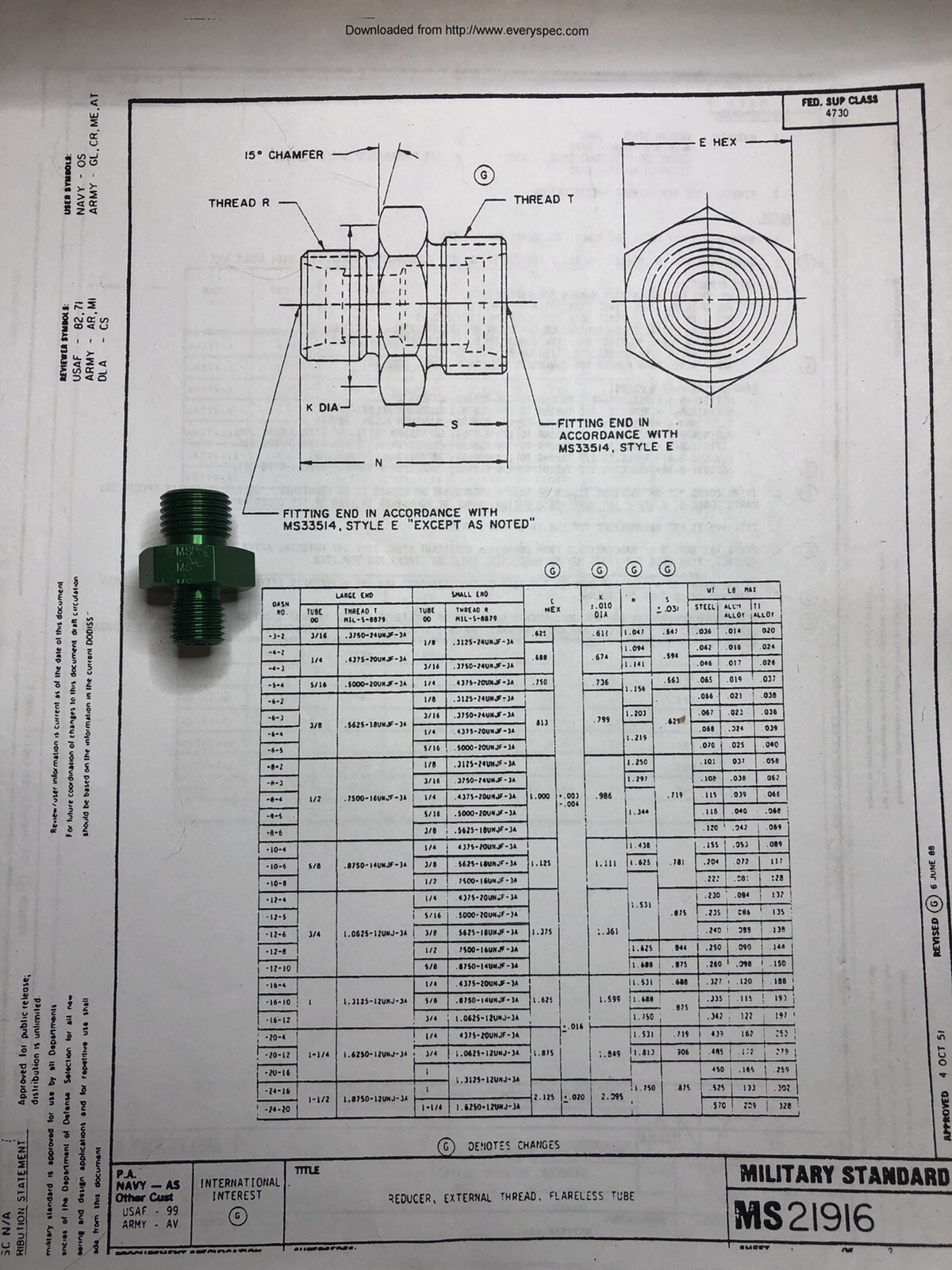 MS21916-6-4D Flareless Tube Reducer Union, 3/8 - 1/4, Aluminum | eBay