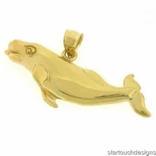 New 14k Yellow Gold Whale Pendant