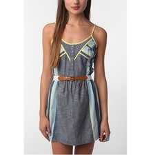 Staring At Star Urban Outfitters Pop Bound Chambray Slip Mini Dress XS 268611