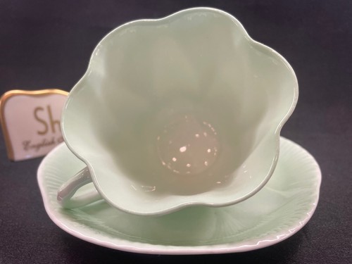SHELLEY DAINTY SHAPE MINT GREEN CUP AND SAUCER Excellent ! - Picture 4 of 6