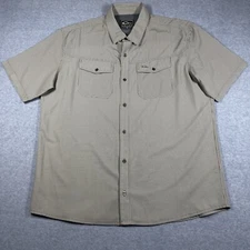 Drake Shirt Mens Extra Large Green Short Sleeve Button Down Checked Vented Fish