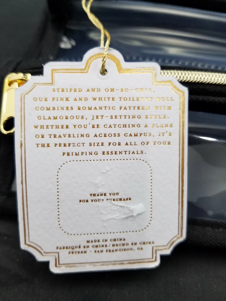 Rollo de aseo Pottery Barn Teen Emily Meritt rosa a rayas #3628 Foto 4 de 4