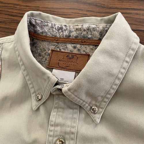 Mossy Oak Shooter Shirt Men's XL Short Sleeve Tan Camo Beige Heavy Canvas - Picture 6 of 10