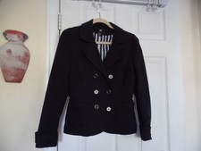 H  M BLACK COTTON BLEND LINED JACKET SZ 8 EUC