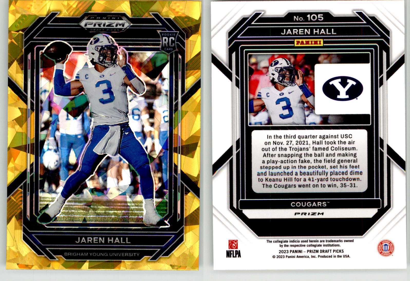 Jaren Hall 2023 Prizm Draft Gold Ice 105 BYU Vikings RC Rookie eBay