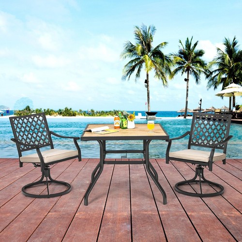 90 cm Square Patio Dining Table Outdoor Bistro Table 4 Person w/Steel Frame - Picture 4 of 6