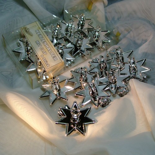 12 Christmas Candle Clips NEW gold metal clip-on holders SWIVEL-TOP Germany vtg - Picture 5 of 12