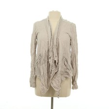 Maurices Women's Beige Hi-Lo Linen Blend Open Front Light Jacket - Size Large