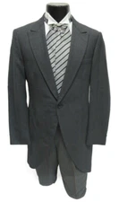 Men's Grey Cutaway Morning Coat - Classic Formal Wear, Premium Quality Size 39R