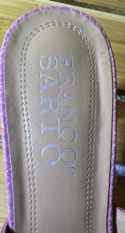 Franco Sarto Pink Leather Alligator Print 3” Heel Slides Open Toe Size 8 - Image 2 of 4