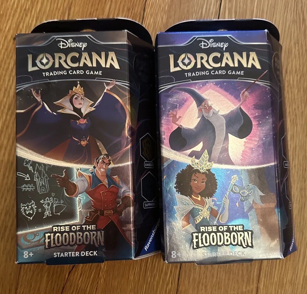 Disney Lorcana Rise Floodborn Lot 2 Starter Decks Amber Sapphire Amethyst Steel | eBay Disney Lorcana Rise Floodborn Lot 2 Starter Decks Amber Sapphire Amethyst Steel | eBay