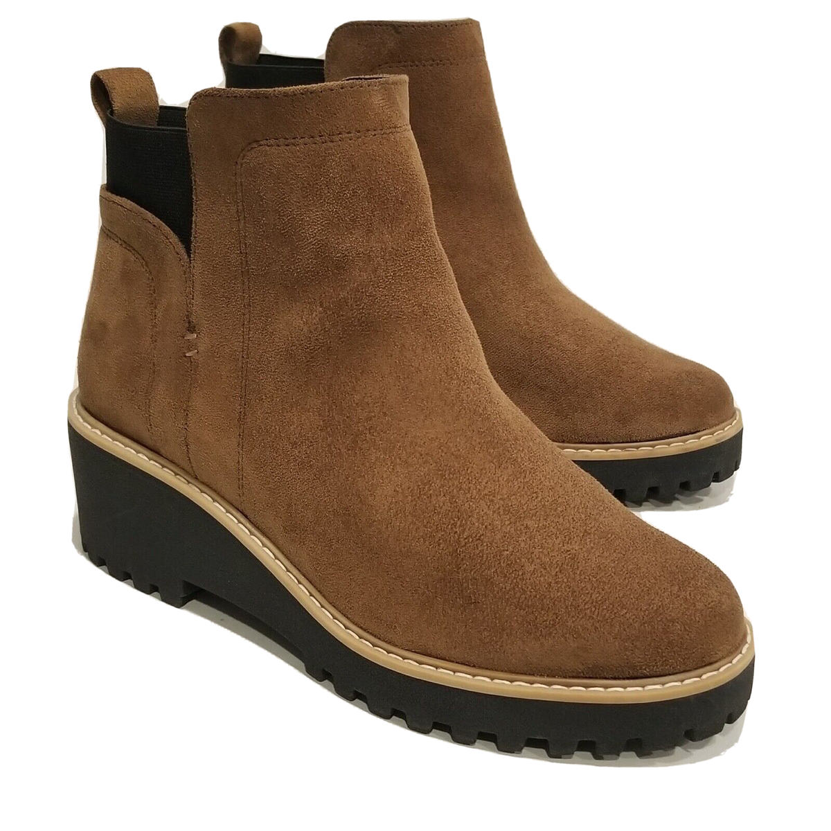 Dolce Vita Womens Rielle Wedge Ankle Chelsea Boot Brown Suede Heels Shoes  Size