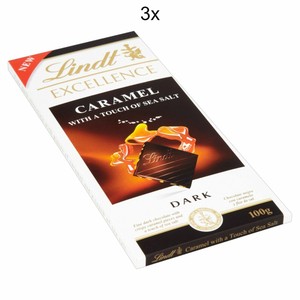 lindt excellence dark 100g caramel bars chocolate luxury pack bar