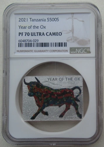 NGC PF70 Tanzania 2021 Lunar Chinese Ox Zodiac Year Silver Coin 10g