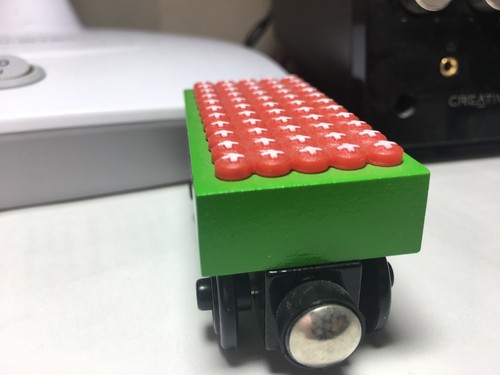 thomas & friends, wooden "brendam bay blasting cap car" vgc