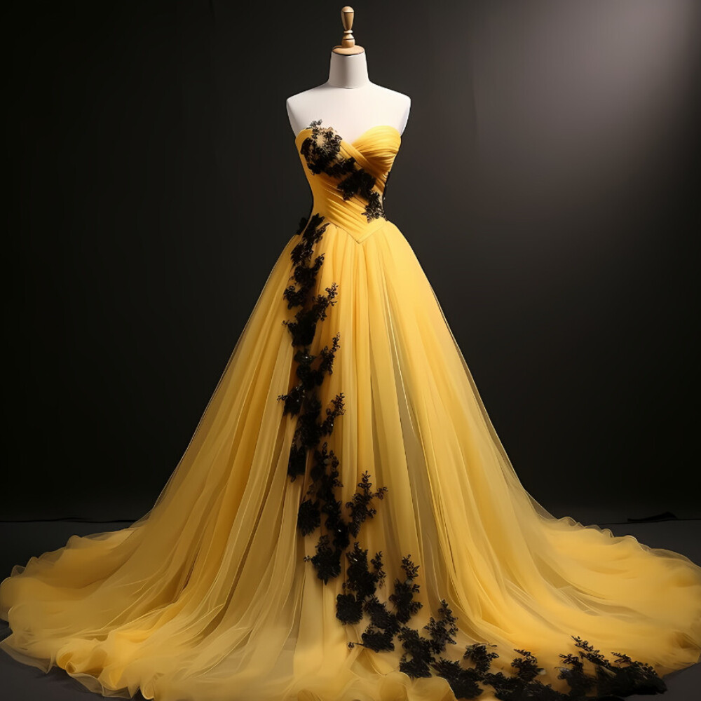 blue dress for baby girl Luxurious Yellow/Black Roses Women's Mini Dress Yuliya Magdych Yellow/Black / Xs/S main image 1