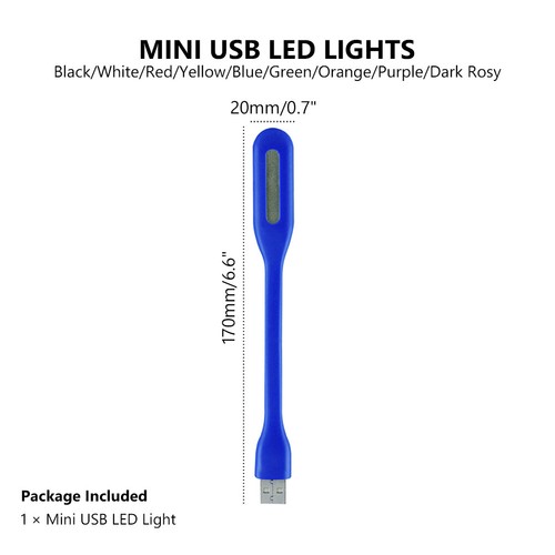 DC 5V Mini USB LED Light Flexible Neck For Power Bank Flashlight/HUB/Car Charger - Photo 2/21