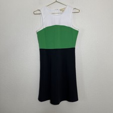 Michael Kors Dress Size 2 Fit Flare Mini Spring Green Colorblock Sleeveless Work