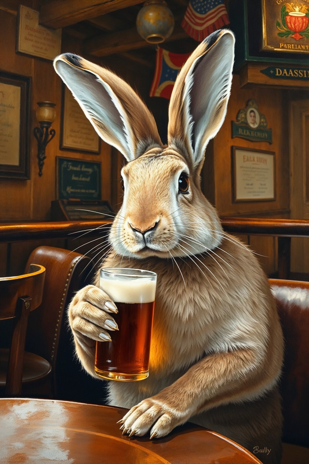 Rabbit Hare Beer Pub Fantasy 4x6 Premium Photo Art Print