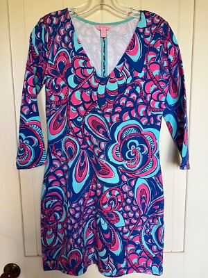 Lilly Pulitzer Clarke Dress French Terry Blu Reel Me In size Small