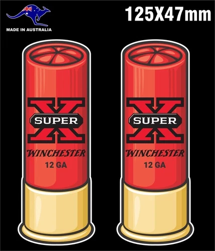 2 X WINCHESTER SHOTGUN SHELL STICKERS SUPER X FOR WELDER TOOLBOX MANCAVE