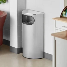 Lancaster Table & Seating 9 Gallon Stainless Steel Half Round Decorative Waste