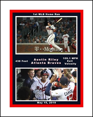 AUISTIN RILEY ATLANTA BRAVES 1ST MLB HOME RUN MATTED MULTI IMAGE COLLAGE PHOTO