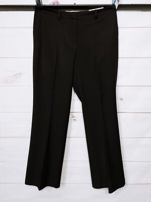 Ann Taylor Petite Womens Boot Leg Pants Size 10P Curvy Black Flat Front Pockets