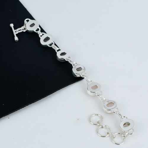 Natural Rose Quartz Gemstone Bracelet 925 Sterling Silver Jewelry For Love Gifts - Picture 4 of 4