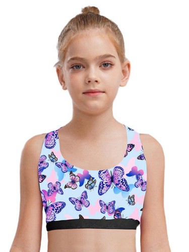 Kids Girls Tank Top Quick-Drying Blouse Dance Bra Sport Vest Competition Stage - Picture 40 of 49