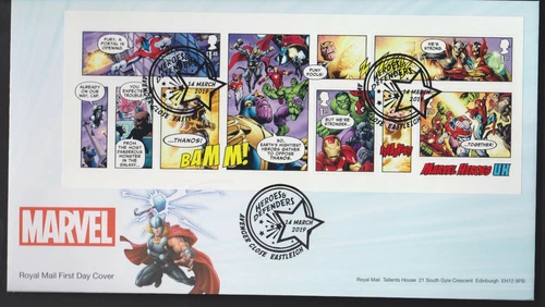 2019 - Marvel Mini Sheet FDC - Avenger Close,Eastleigh Pmk  - Post Free